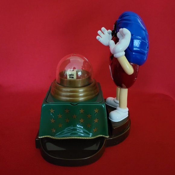 Fortune Teller M&M Candy Dispenser Red MM Blue Hat Green Table - Picture 6 of 12